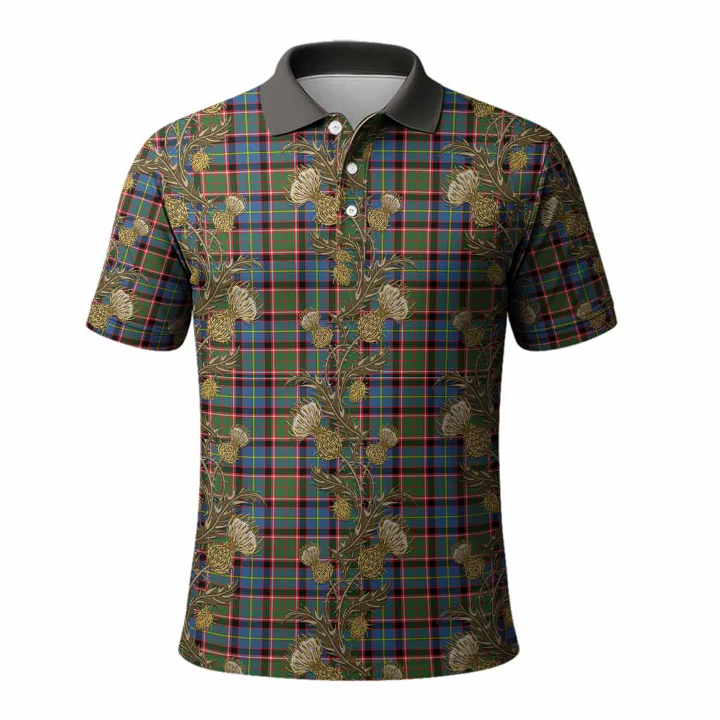 Glass Tartan Polo Shirt Seamless Scottish Thistle Flowers