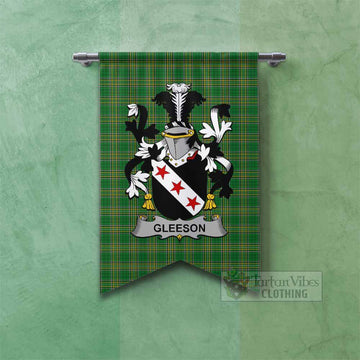 Gleeson Irish Clan Tartan Gonfalon, Tartan Banner with Coat of Arms