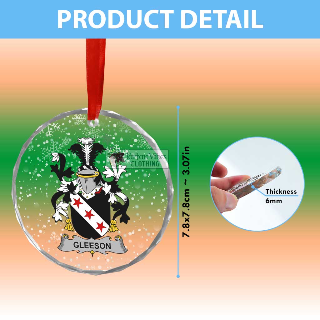 Tartan Vibes Clothing Gleeson Irish Clan Christmas Glass Ornament with Coat of Arms