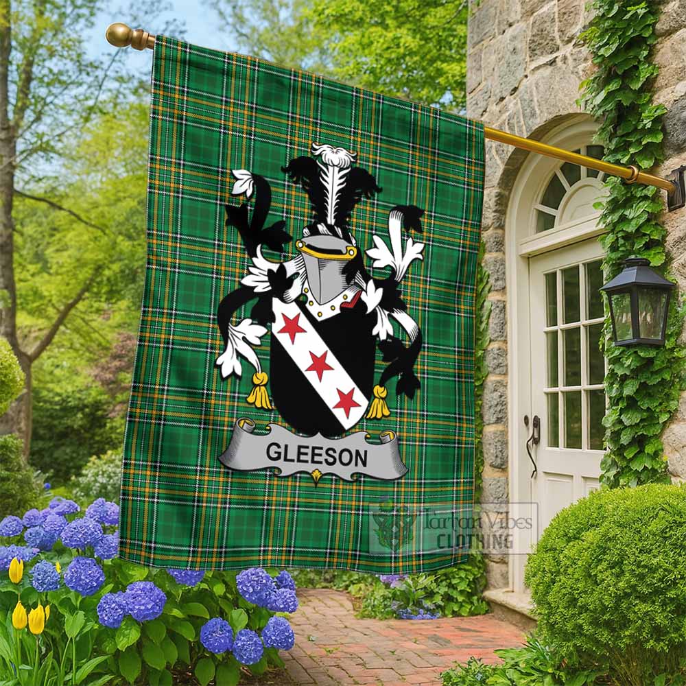 Gleeson Irish Clan Tartan Flag with Coat of Arms