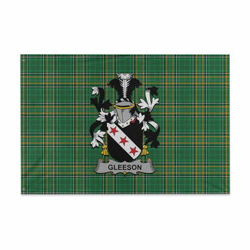 Gleeson Irish Clan Tartan House Flag with Coat of Arms