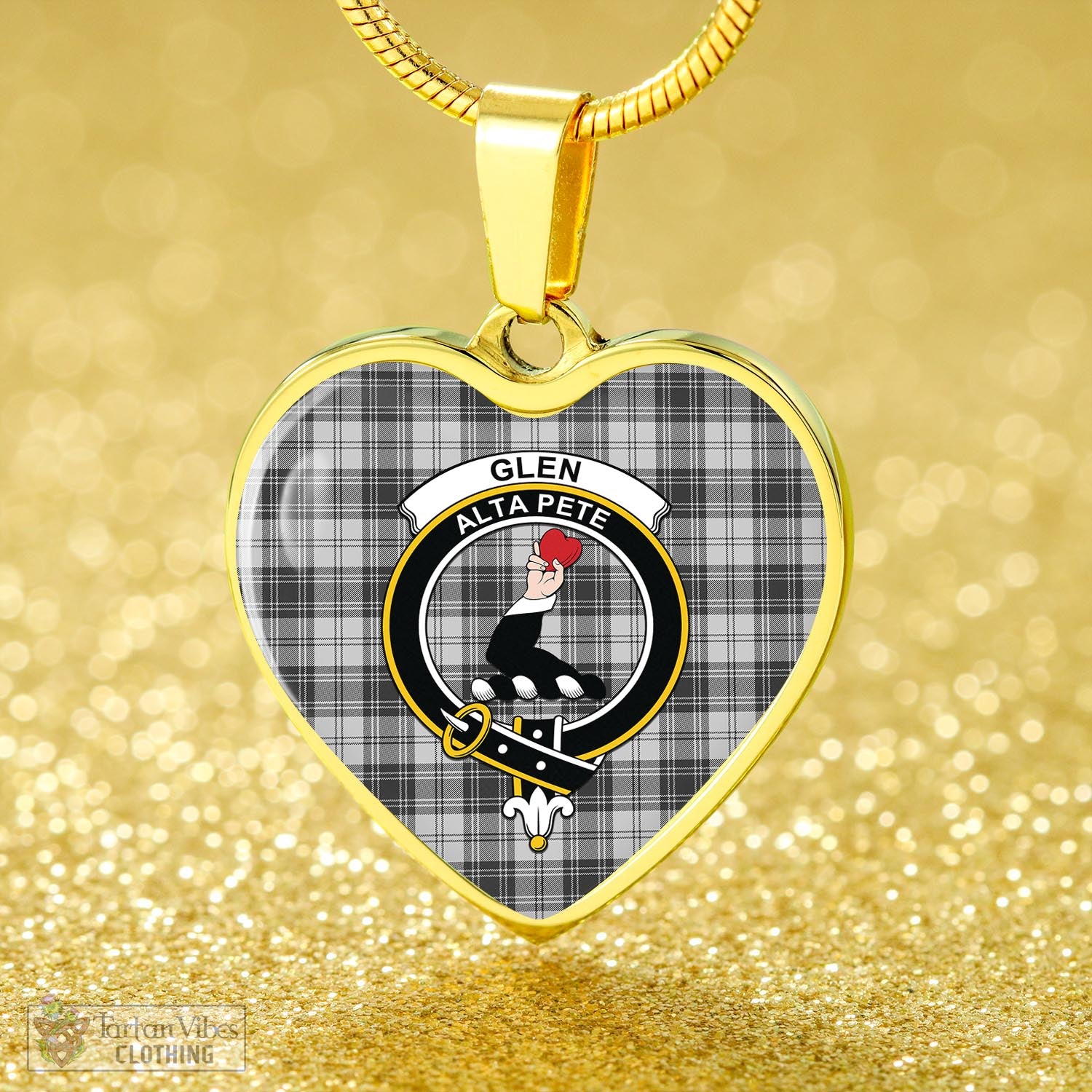 Tartan Vibes Clothing Glen Tartan Heart Necklace with Family Crest