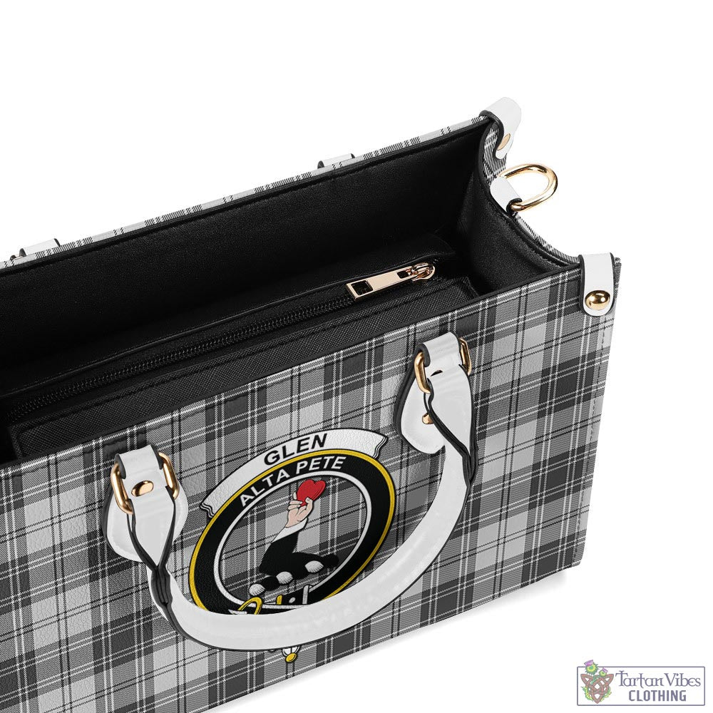 Tartan Vibes Clothing Glen Tartan Luxury Leather Handbags with Family Crest