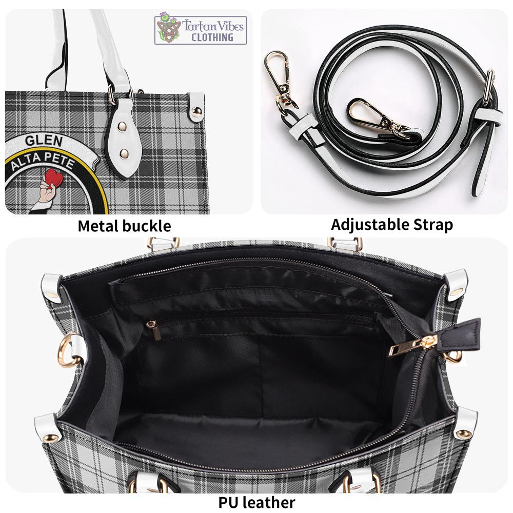 Tartan Vibes Clothing Glen Tartan Luxury Leather Handbags with Family Crest