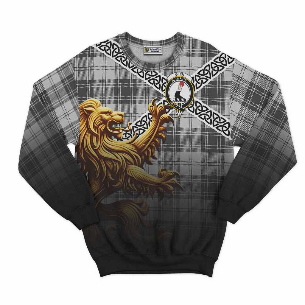 Tartan Vibes Clothing Glen Crest Tartan Sweatshirt with Golden Lion Emblem Celtic Style