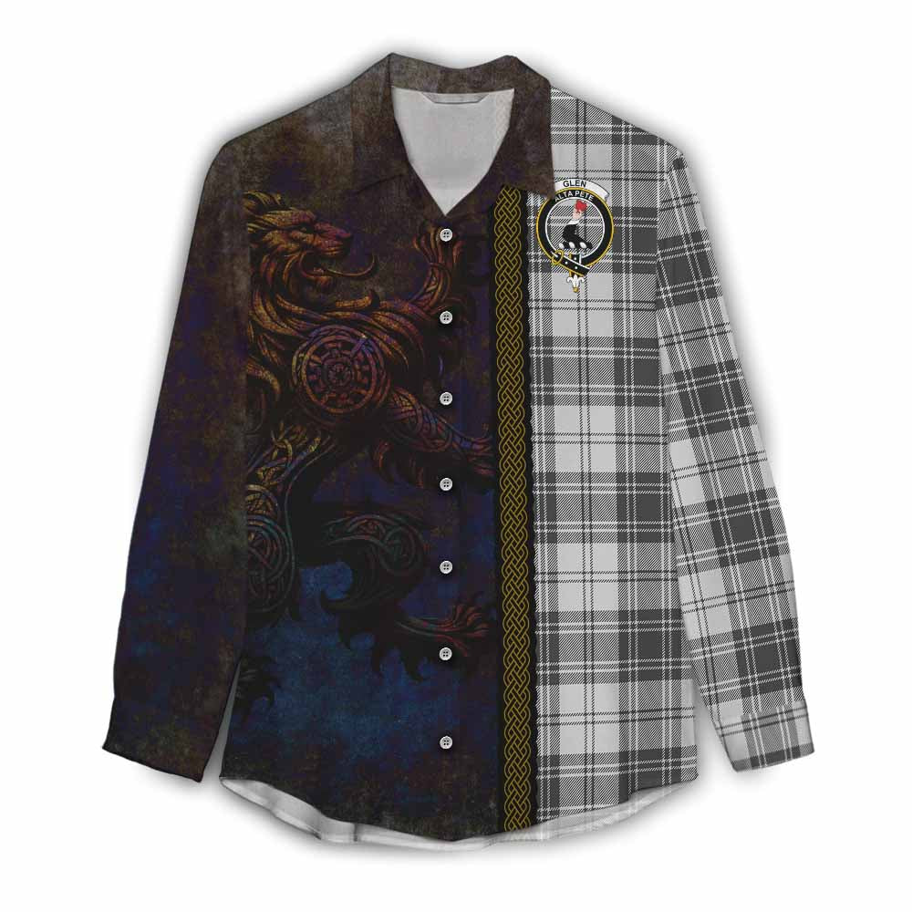 Tartan Vibes Clothing Glen Tartan Family Crest Women's Casual Shirt Alba Gu Brath Be Brave Lion Ancient Style