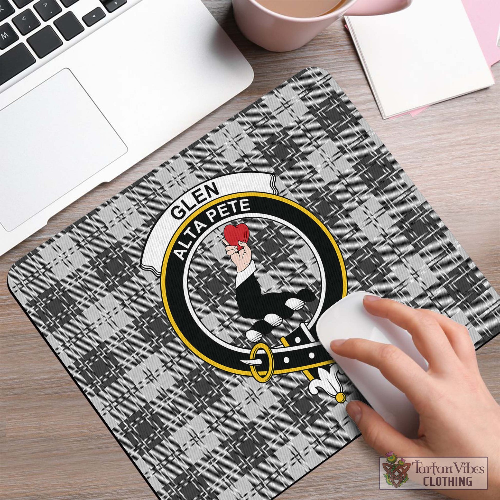 Tartan Vibes Clothing Glen Tartan Mouse Pad with Family Crest