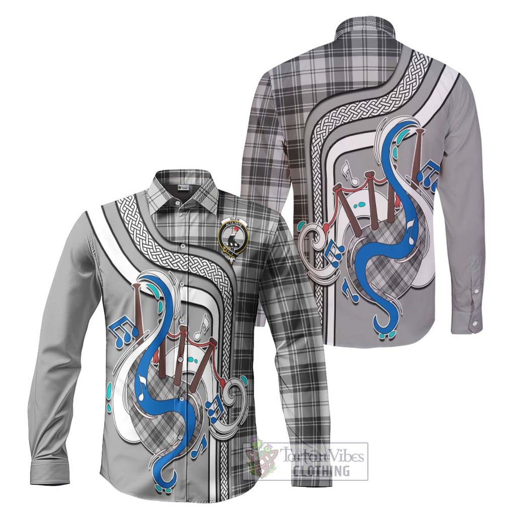 Glen Tartan Long Sleeve Button Shirt with Epic Bagpipe Style Men's Shirt S - Tartanvibesclothing Shop