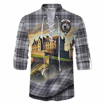 Glen Tartan Family Crest Ghillie Kilt Shirt with Scottish Ancient Castle Style