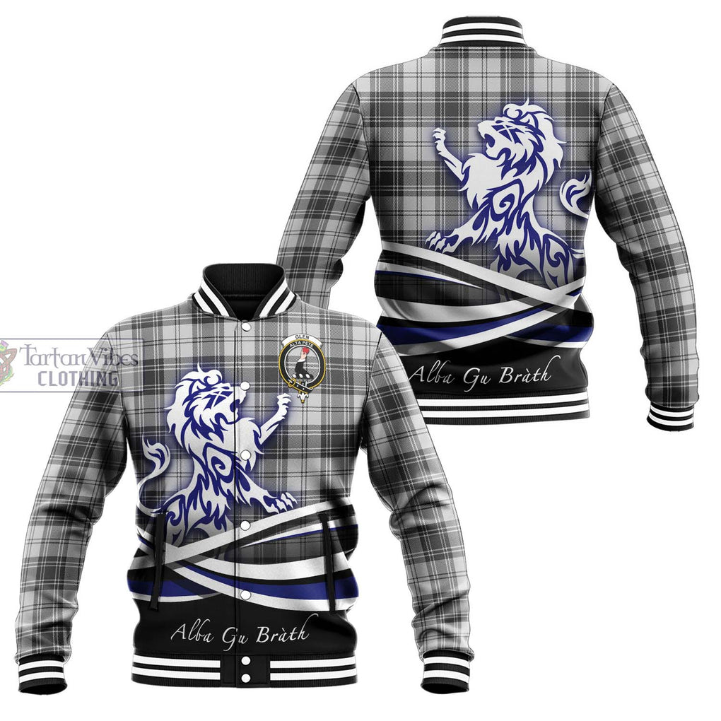 Glen Tartan Baseball Jacket with Alba Gu Brath Regal Lion Emblem Unisex - Tartanvibesclothing Shop