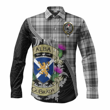 Glen Tartan Family Crest Long Sleeve Button Shirt Lion Rampant Royal Thistle Shield Celtic Inspired