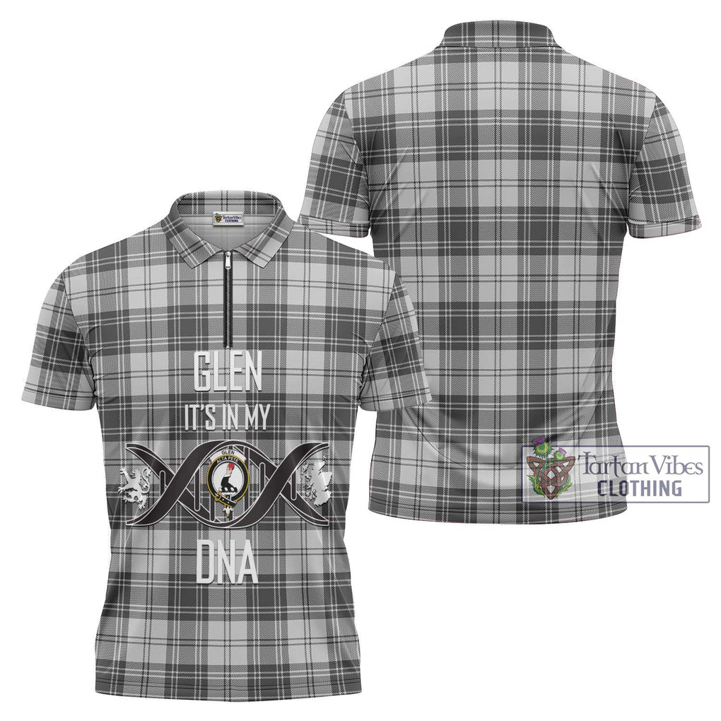 Glen Tartan Zipper Polo Shirt with Family Crest DNA In Me Style Unisex - Tartanvibesclothing Shop