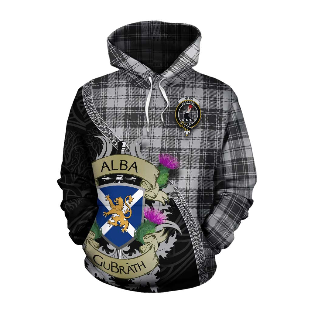 Tartan Vibes Clothing Glen Tartan Family Crest Cotton Hoodie Lion Rampant Royal Thistle Shield Celtic Inspired