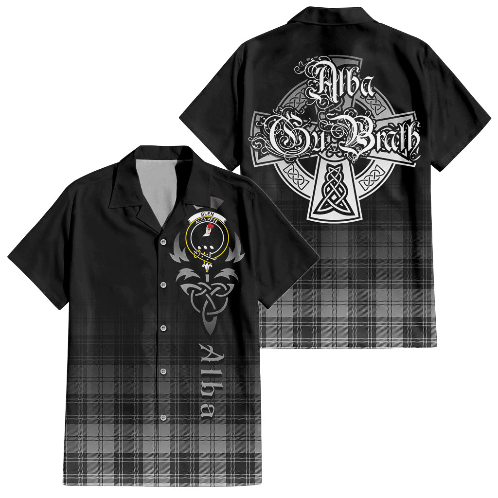 Tartan Vibes Clothing Glen Tartan Short Sleeve Button Up Featuring Alba Gu Brath Family Crest Celtic Inspired