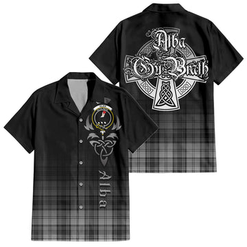 Tartan Vibes Clothing Glen Tartan Short Sleeve Button Up Featuring Alba Gu Brath Family Crest Celtic Inspired