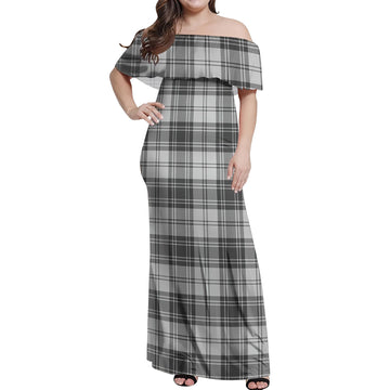 Glen Tartan Off Shoulder Long Dress