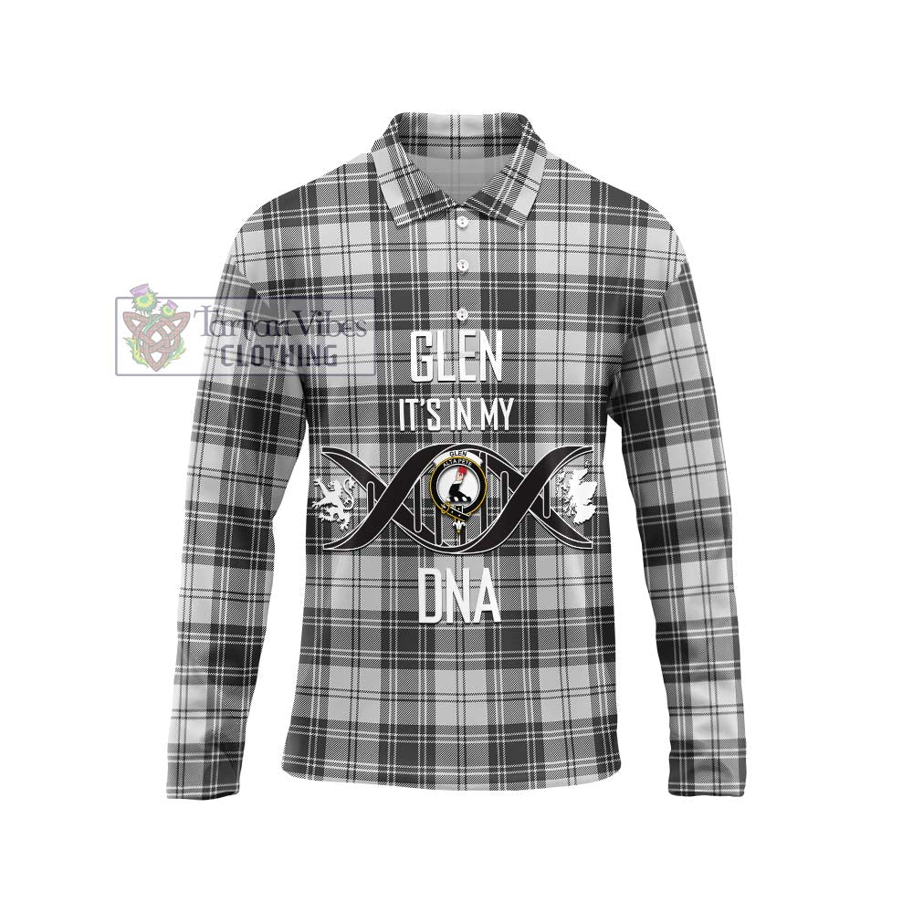 Glen Tartan Long Sleeve Polo Shirt with Family Crest DNA In Me Style Unisex - Tartanvibesclothing Shop