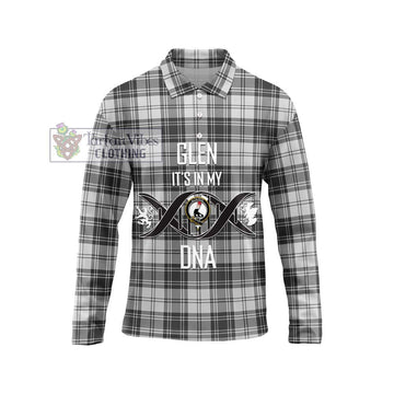 Glen Tartan Long Sleeve Polo Shirt with Family Crest DNA In Me Style Unisex - Tartanvibesclothing Shop
