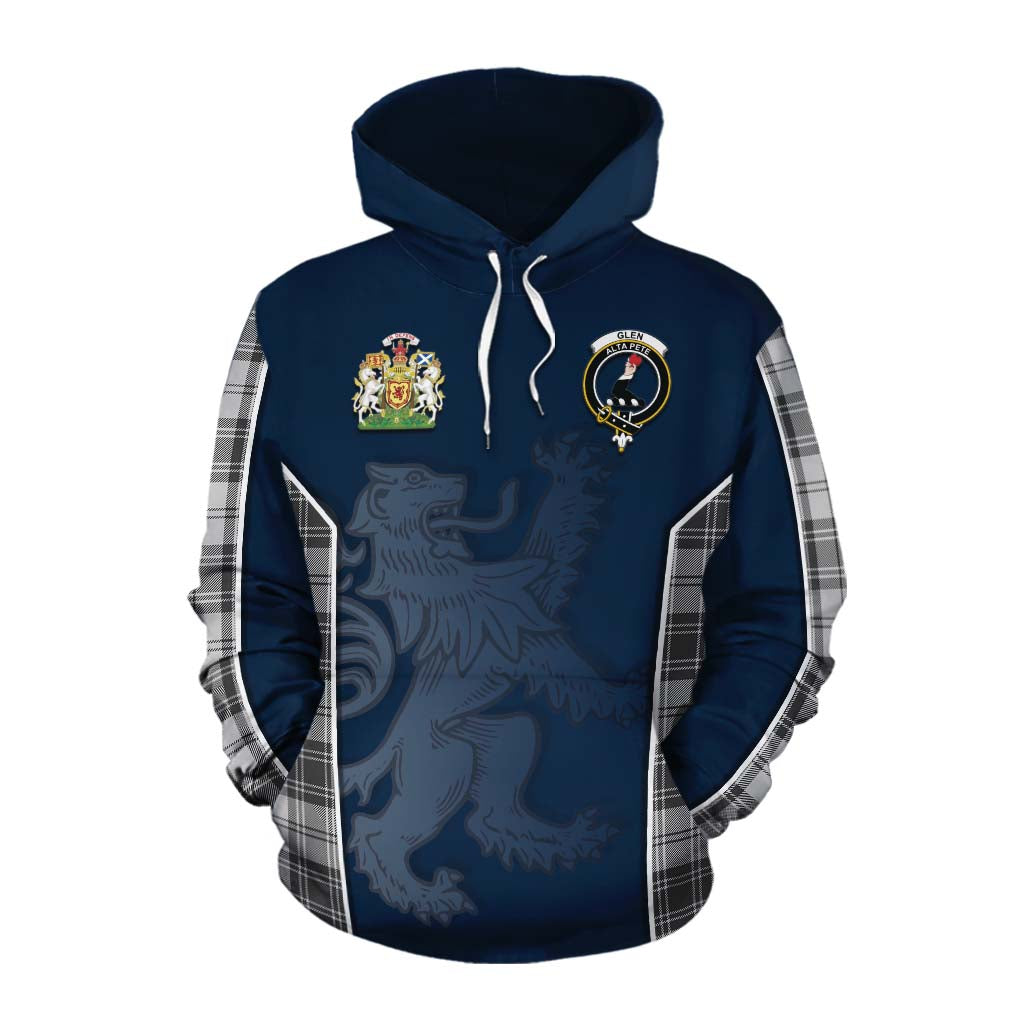 Tartan Vibes Clothing Glen Tartan Cotton Hoodie with Family Crest and Lion Rampant Vibes Sport Style