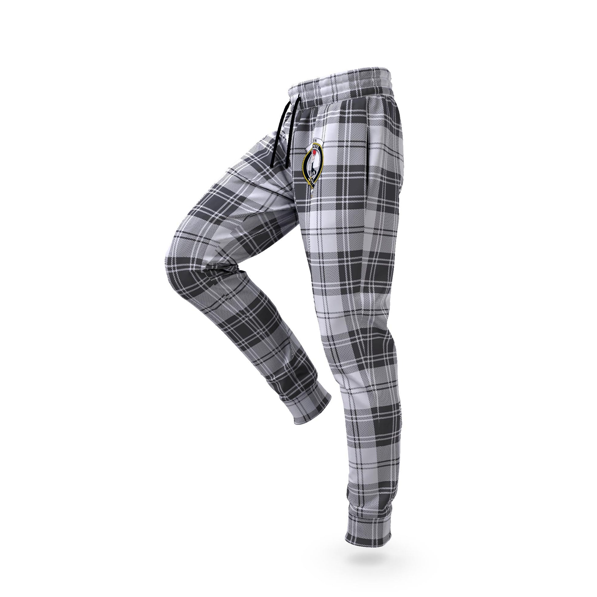 Glen Tartan Joggers Pants with Family Crest S - Tartan Vibes Clothing