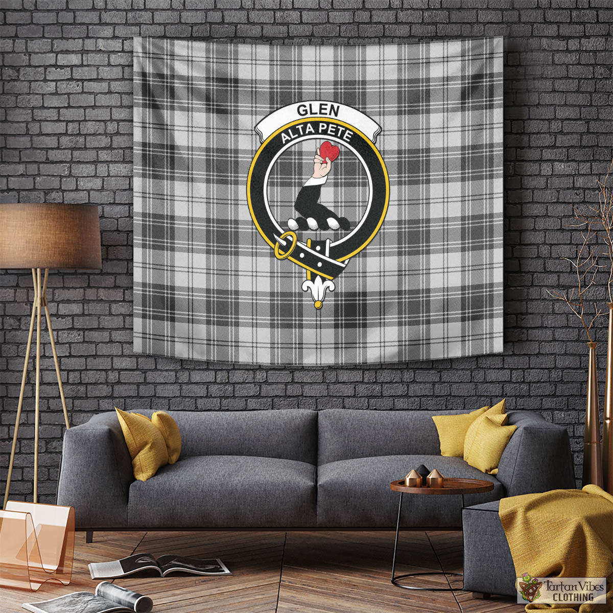 Tartan Vibes Clothing Glen Tartan Tapestry Wall Hanging and Home Decor for Room with Family Crest
