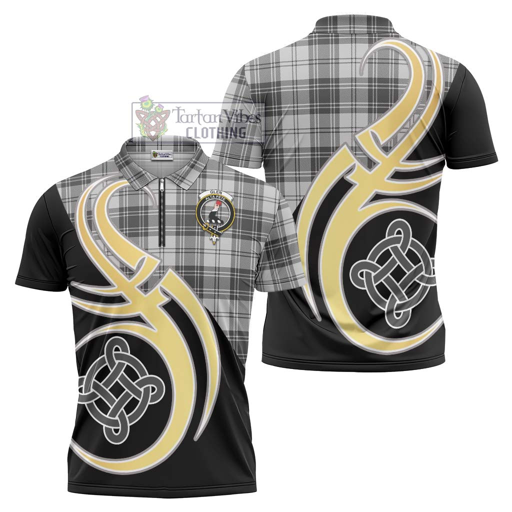 Tartan Vibes Clothing Glen Tartan Zipper Polo Shirt with Family Crest and Celtic Symbol Style