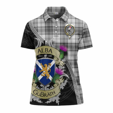 Glen Tartan Family Crest Women's Polo Shirt Lion Rampant Royal Thistle Shield Celtic Inspired