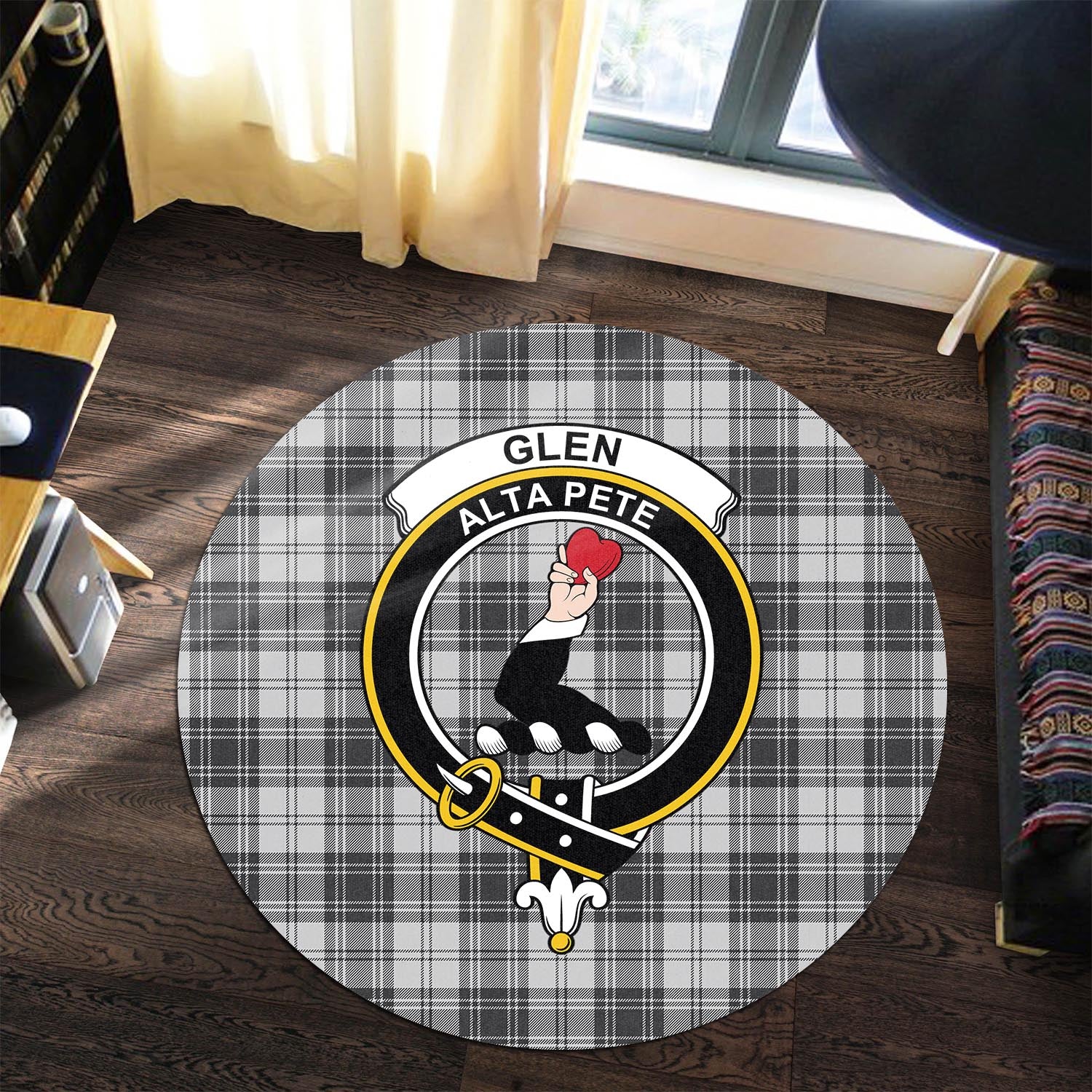 Glen Tartan Round Rug with Family Crest – Tartan Vibes Clothing