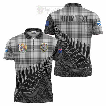 Tartan Vibes Clothing Glen Crest Tartan Zipper Polo Shirt with New Zealand Silver Fern Half Style