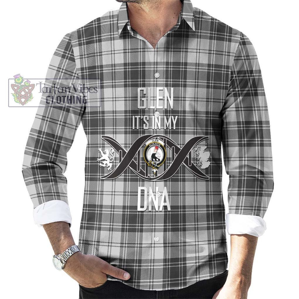 Glen Tartan Long Sleeve Button Shirt with Family Crest DNA In Me Style Men's Shirt S - Tartanvibesclothing Shop