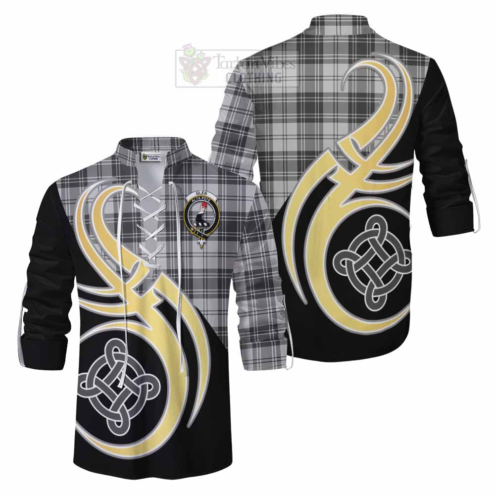 Tartan Vibes Clothing Glen Tartan Ghillie Kilt Shirt with Family Crest and Celtic Symbol Style