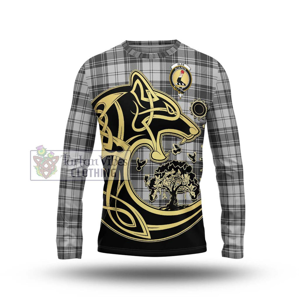 Glen Tartan Long Sleeve T-Shirt with Family Crest Celtic Wolf Style Unisex - Tartan Vibes Clothing