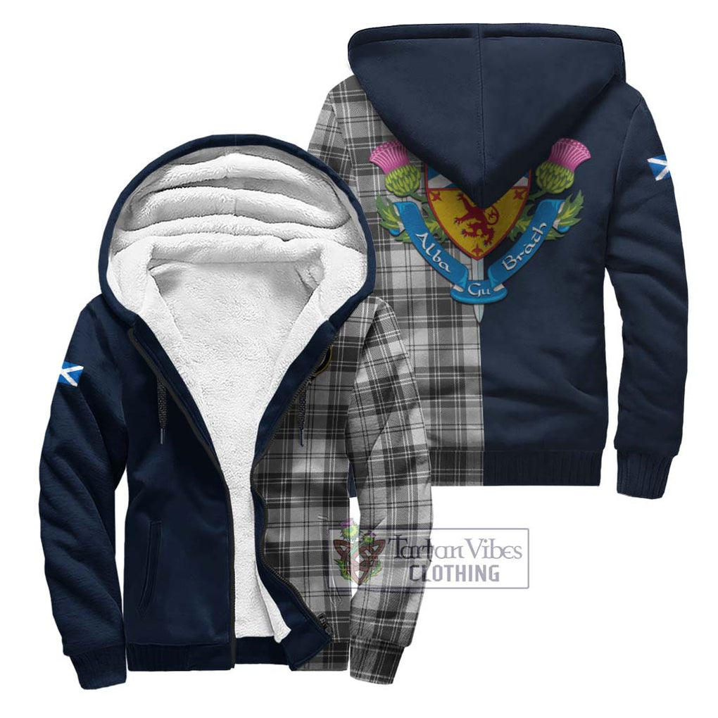 Tartan Vibes Clothing Glen Tartan Sherpa Hoodie with Scottish Lion Royal Arm Half Style