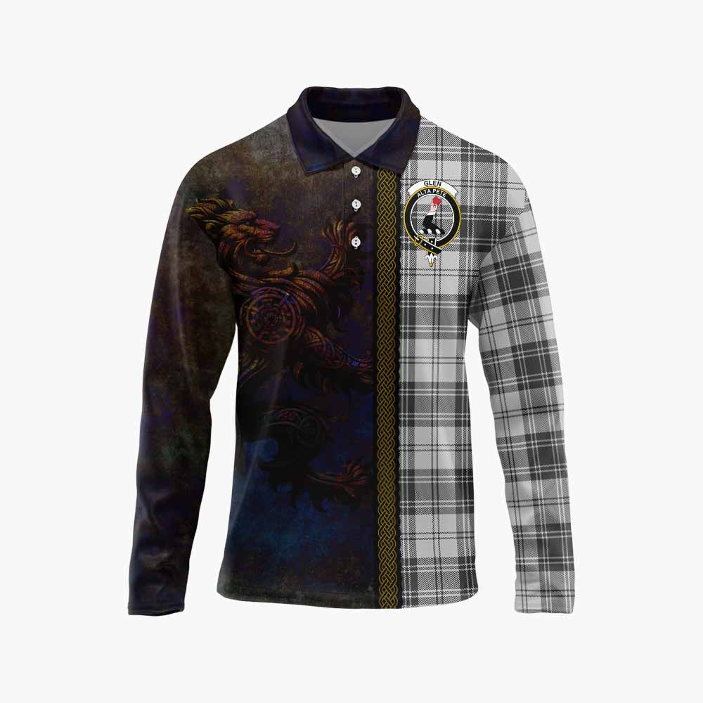 Tartan Vibes Clothing Glen Tartan Family Crest Long Sleeve Polo Shirt Alba Gu Brath Be Brave Lion Ancient Style