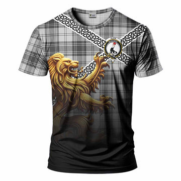 Tartan Vibes Clothing Glen Crest Tartan T-Shirt with Golden Lion Emblem Celtic Style