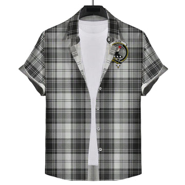 Glen Tartan Short Sleeve Button Down Shirt with Family Crest