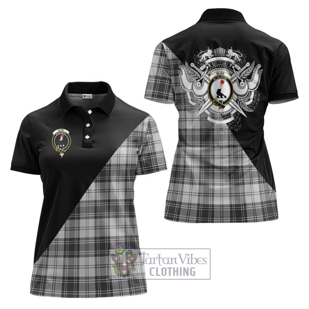 Glen Tartan Women's Polo Shirt with Family Crest and Military Logo Style Women - Tartanvibesclothing Shop