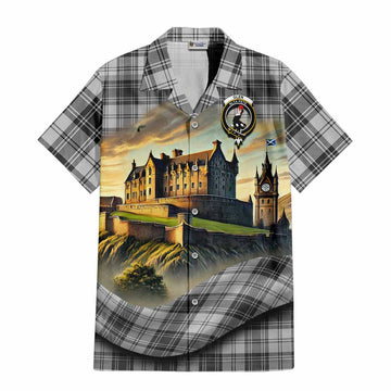 Tartan Vibes Clothing Glen Tartan Family Crest Short Sleeve Button Shirt with Scottish Ancient Castle Style