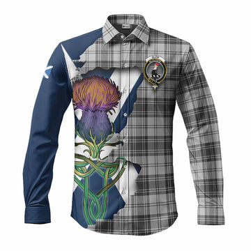 Glen Tartan Family Crest Long Sleeve Button Shirt Scottish Thistle Celtic Inspired