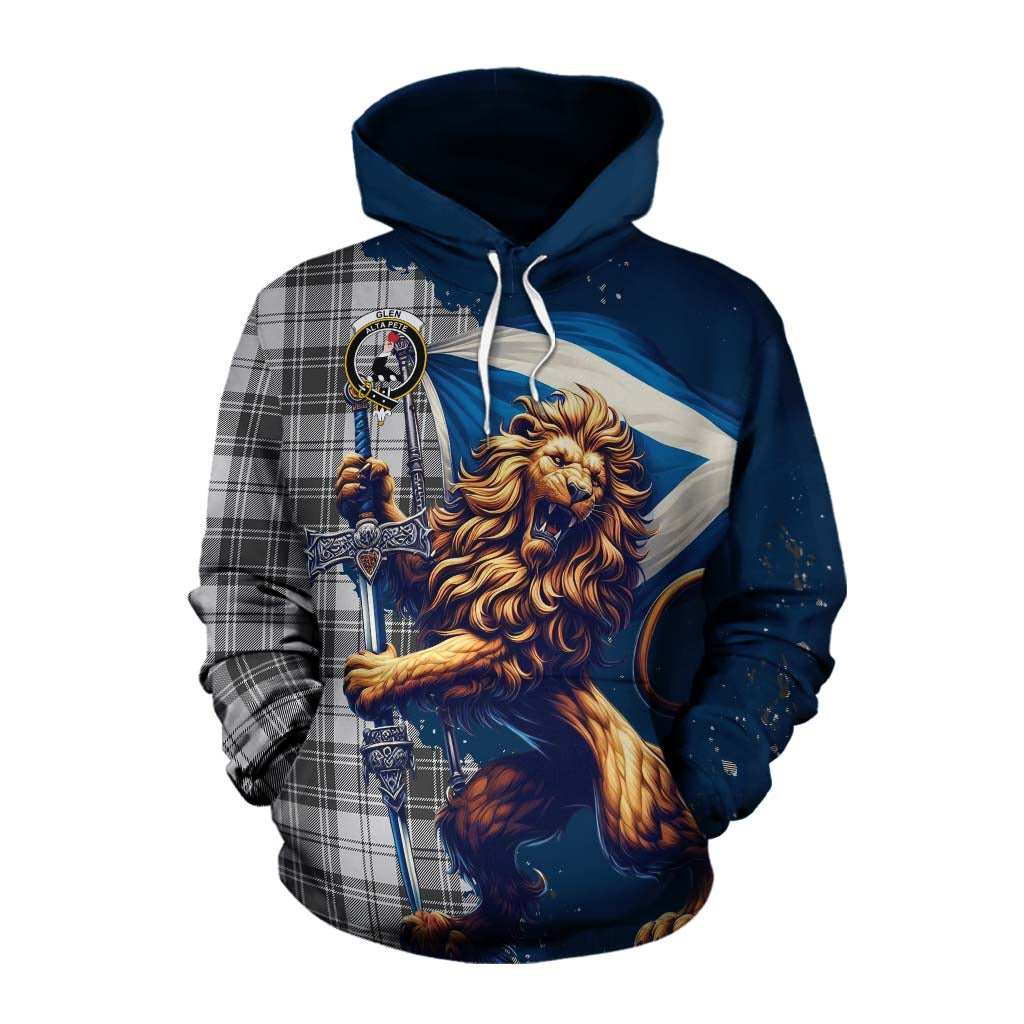 Tartan Vibes Clothing Glen Tartan Family Crest Cotton Hoodie with Scottish Majestic Lion