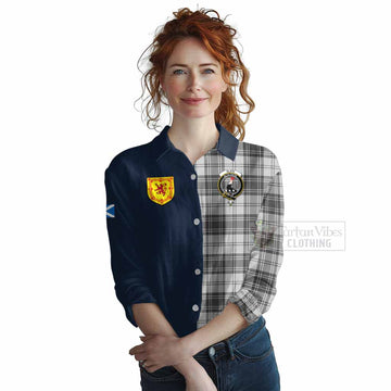 Tartan Vibes Clothing Glen Tartan Women's Casual Shirt Alba with Scottish Lion Royal Arm Half Style