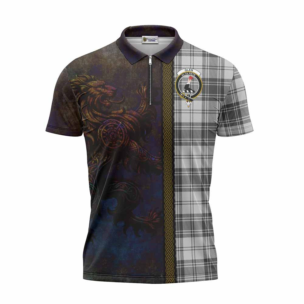 Tartan Vibes Clothing Glen Tartan Family Crest Zipper Polo Shirt Alba Gu Brath Be Brave Lion Ancient Style