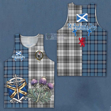 Tartan Vibes Clothing Glen Tartan Men's Tank Top Happy St. Andrew's Day Half Tartan Style