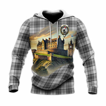 Glen Tartan Family Crest Knitted Hoodie with Scottish Ancient Castle Style