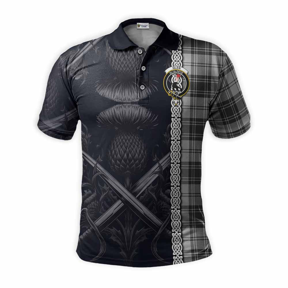 Tartan Vibes Clothing Glen Tartan Polo Shirt with Family Crest Cross Sword Thistle Celtic Vibes