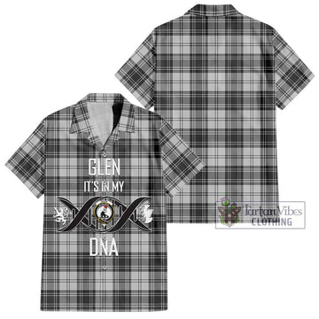 Glen Tartan Short Sleeve Button Shirt with Family Crest DNA In Me Style Kid - Tartanvibesclothing Shop