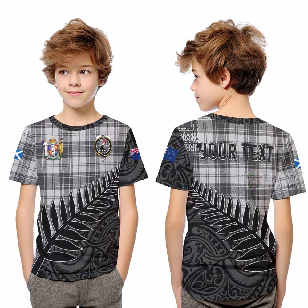 Tartan Vibes Clothing Glen Crest Tartan Kid T-Shirt with New Zealand Silver Fern Half Style