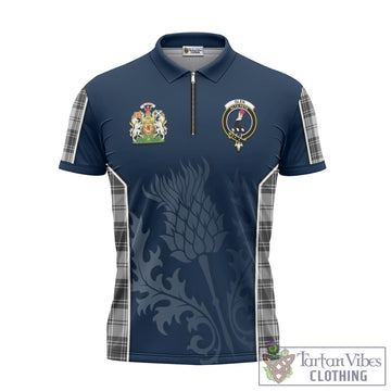 Tartan Vibes Clothing Glen Tartan Zipper Polo Shirt with Family Crest and Scottish Thistle Vibes Sport Style