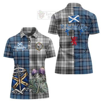 Tartan Vibes Clothing Glen Tartan Women's Polo Shirt Happy St. Andrew's Day Half Tartan Style