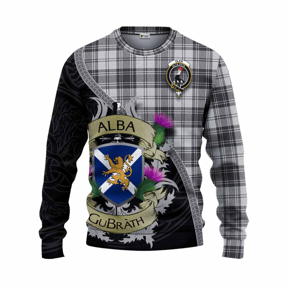 Tartan Vibes Clothing Glen Tartan Family Crest Knitted Sweater Lion Rampant Royal Thistle Shield Celtic Inspired